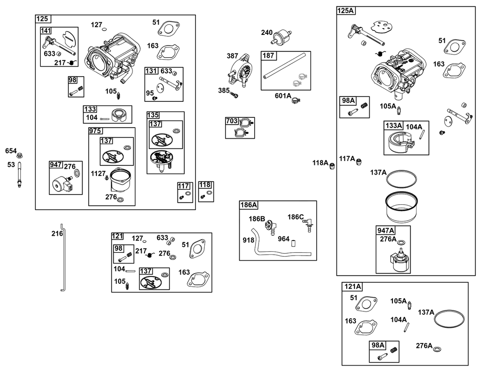 Carburetor And Fuel Supply Group Diagram and Parts List for 40N877-0073-G1  Briggs and Stratton Engine